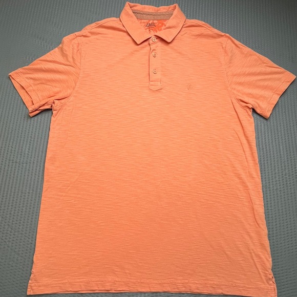 IZOD Saltwater Mens Polo Shirt Relaxed Classics Peach Tropical Print L - Picture 1 of 8